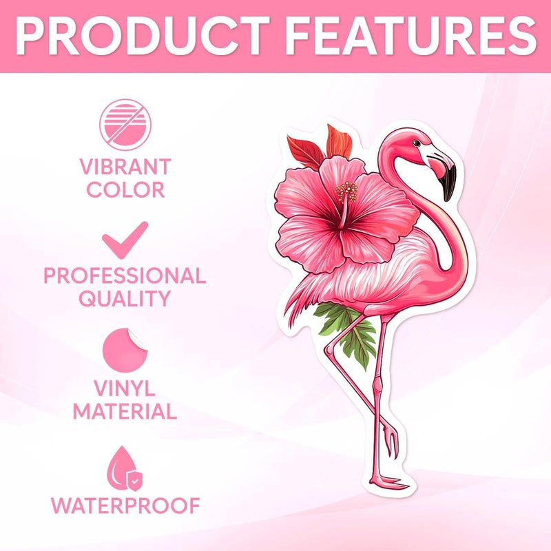 RABOWA Pack 9 Pcs Flamingo Sticker for Cars Vehicles Trucks Laptops Window Helmets Funny Sayings Bumper Stickers Waterproof Removable Vinyl Wall Decals Car Exterior Laptop Accessories - Image 3